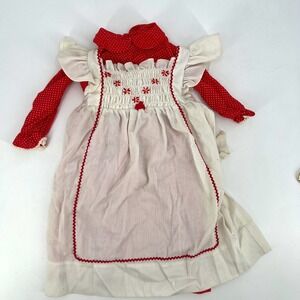 Vintage Hand Smocked Swiss Dot Red & White Toddler Dress 18 Mo Polly Flinders